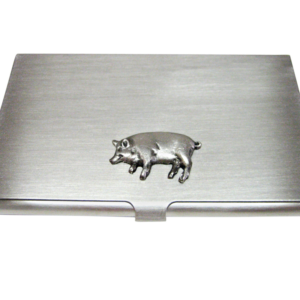 Pewter Pig Business Card Holder